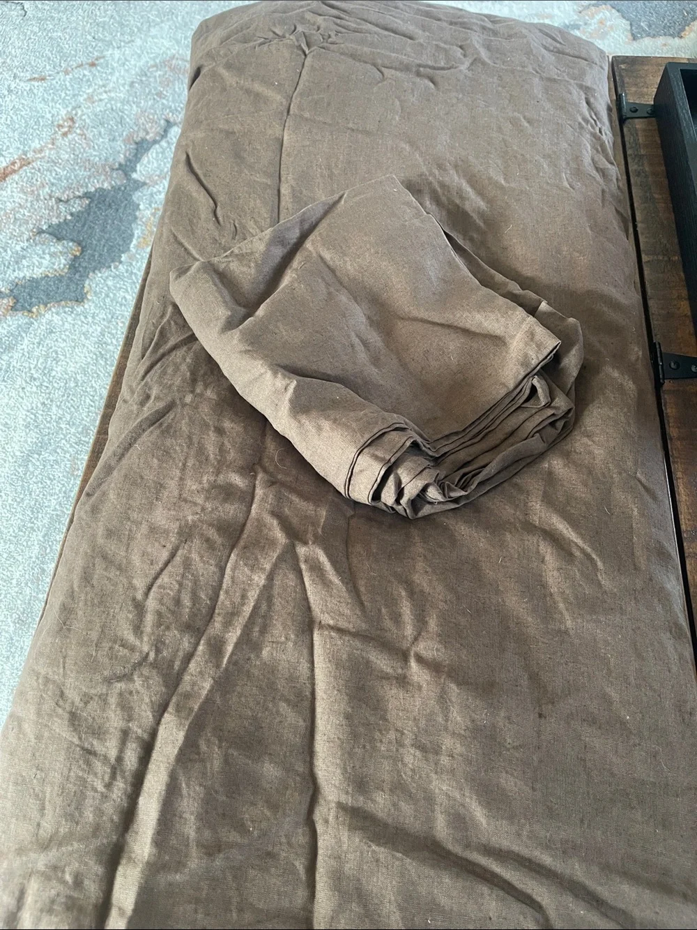 NWT Quince European Linen 3 Piece Duvet Cover Set, King/Cal (Espresso)